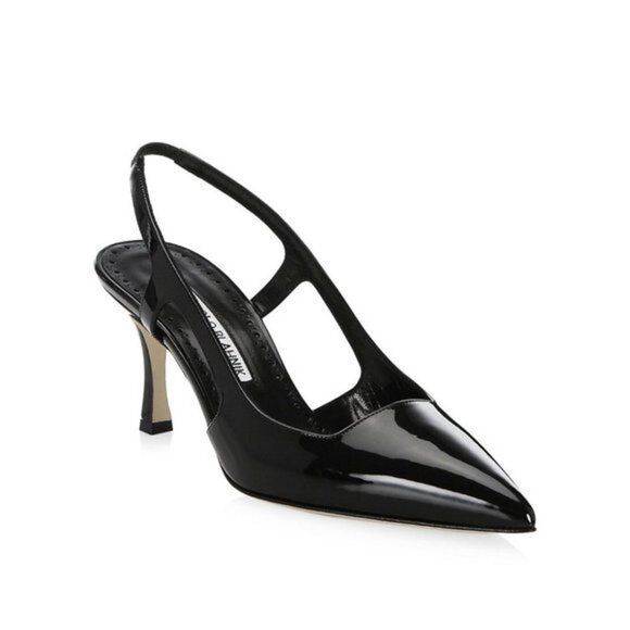 Manolo Blahnik Bretto black Patent Leather Slingback Pumps Size 36.5 - Picture 12 of 12